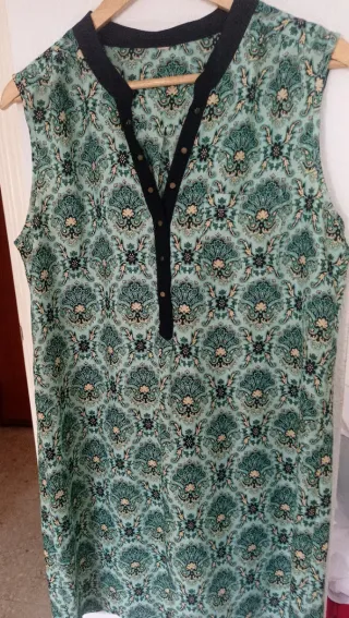 Vestido casual estampado verde y azul