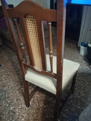 6 Sillas de Comedor Madera y Rattan