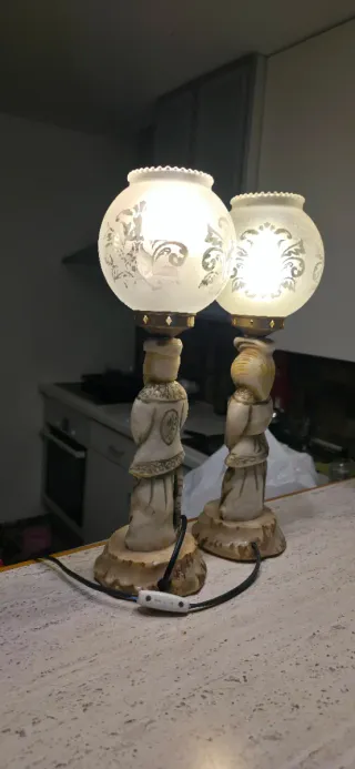 Pareja Lámparas Vintage Estilo Oriental años 70.