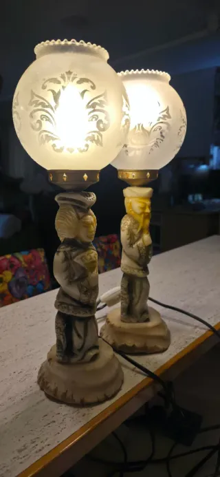 Pareja Lámparas Vintage Estilo Oriental años 70.