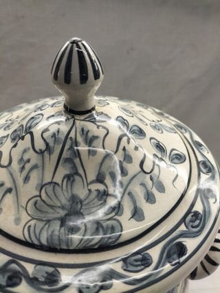 Pote Faiança Pintado Mão Assinado