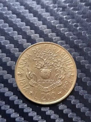 Moneta 200 Lire Carabinieri 1814-1994.