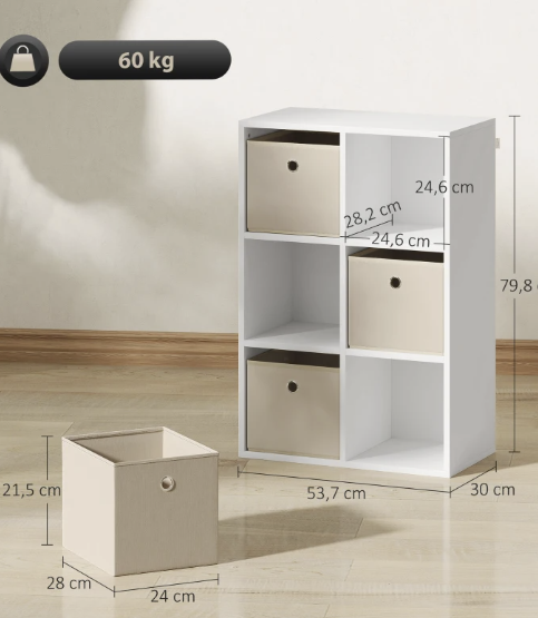 Estantería Cubo Almacenamiento 6 Compartimentos