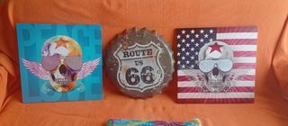 Cuadros Decorativos Calaveras y Bandera USA