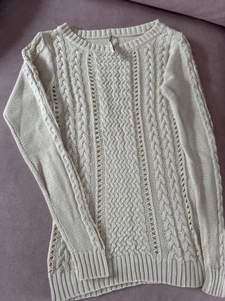 Jersey beige tejido trenzado talla única