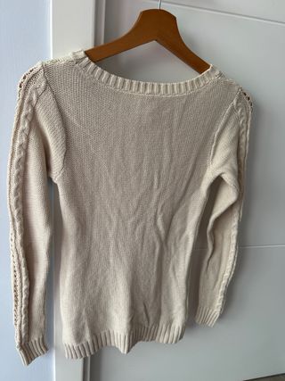 Jersey beige tejido trenzado talla única