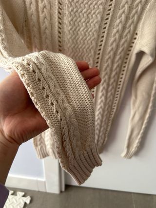 Jersey beige tejido trenzado talla única