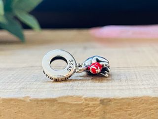 Charm Corazón con Rosa Roja - Plata