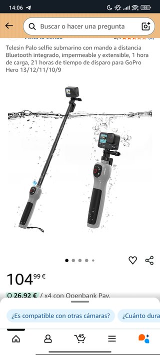 Palo Selfie TELESIN Acuático c/ Control