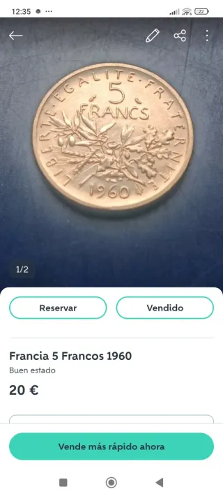 Moneda 5 Francos Francia 1960