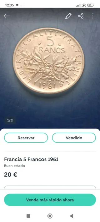 Moneda 5 Francos Francia 1960