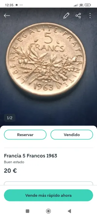 Moneda 5 Francos Francia 1960