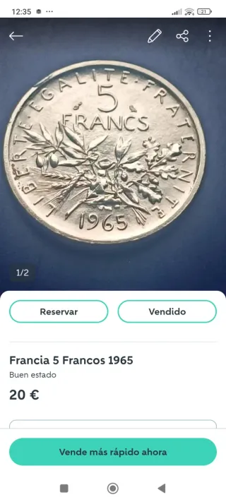 Moneda 5 Francos Francia 1960