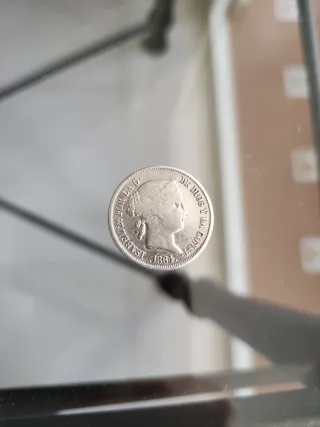 Moneda 40 céntimos de escudo Isabel II 1864.Madrid