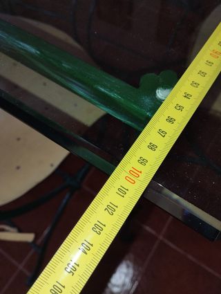 Mesa forja cristal y 6 sillas ratán