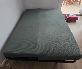 Sofá Cama 3 Plazas - Cama 120x185. Con Funda verde