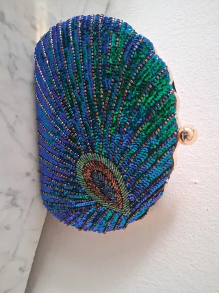 Bolso de fiesta lentejuelas azul y verde