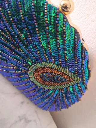 Bolso de fiesta lentejuelas azul y verde