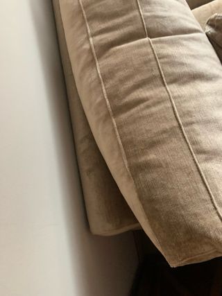 Sofá de terciopelo beige/marrón 3 plazas