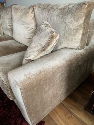 Sofá de terciopelo beige/marrón 3 plazas