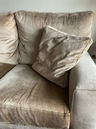 Sofá de terciopelo beige/marrón 3 plazas