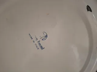 Catino smaltato bianco bordo blu