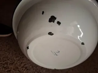 Catino smaltato bianco bordo blu