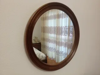 Espejo redondo madera