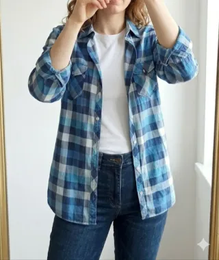 Camisa H&M cuadros azules Talla 40