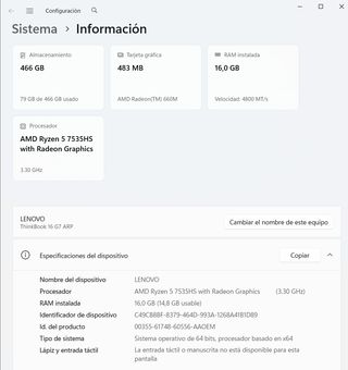 LENOVO ThinkBook 16 G7 Gris/Plata