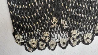 CHALECO TOP CROCHET Negro - Abalorios Plateados