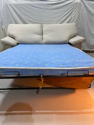 Sofá-cama beige tela