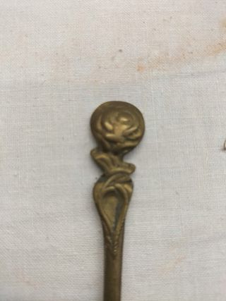 Lote 2 Colheres Pequenas Latão Flor