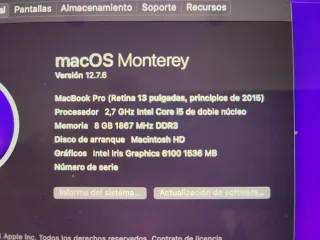 MacBook Pro 13, i5 , Año 2015
