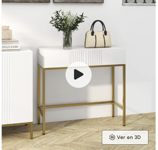 Mesa Entrada 2 Cajones Patas Acero Doradas