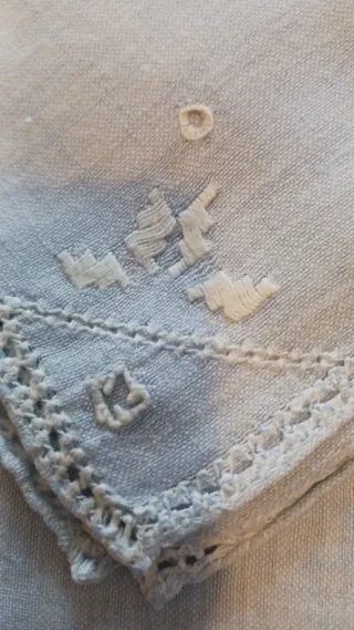 Tovaglia vintage in lino per 12