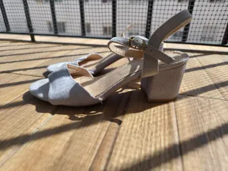 Tacones bajos lila ante