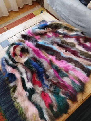 Chaleco pelo zorro natural multicolor