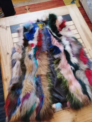 Chaleco pelo zorro natural multicolor