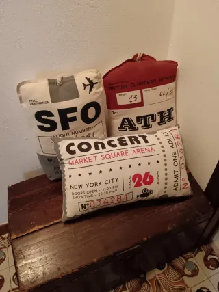 Set 3 Cuscini Vintage British Airways SFO ATH