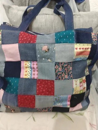 Bolso vaquero patchwork hecho a mano