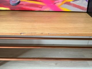 Banco zapatero MADE roble y cobre para recibidor