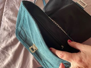 Bolso terciopelo azul petróleo Stradivarius