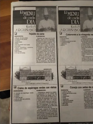 El menú de Karlos Arguiñano, recortes de periódico