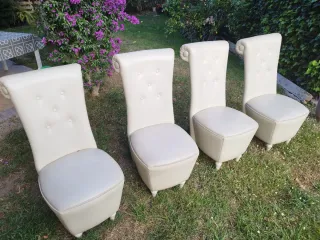 4 Sillones Butaca Piel Beige