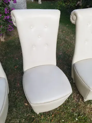 4 Sillones Butaca Piel Beige