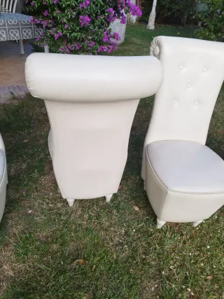 4 Sillones Butaca Piel Beige