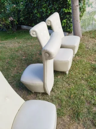 4 Sillones Butaca Piel Beige