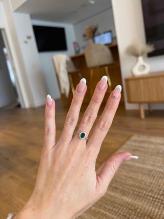 Anillo Plata Ley Esmeralda Ovalada