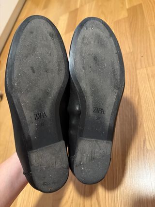 Mocasines de piel Zara mujer negros